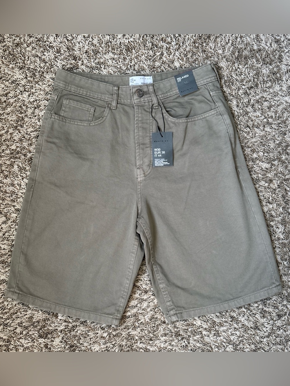 Denim&Co Men's Olive Green Flat-Front Casual Shorts